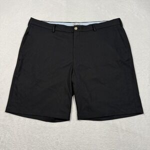 Peter Millar‎ Shorts Mens 40 Black Performance Golf Chino Flat Front Crown Logo